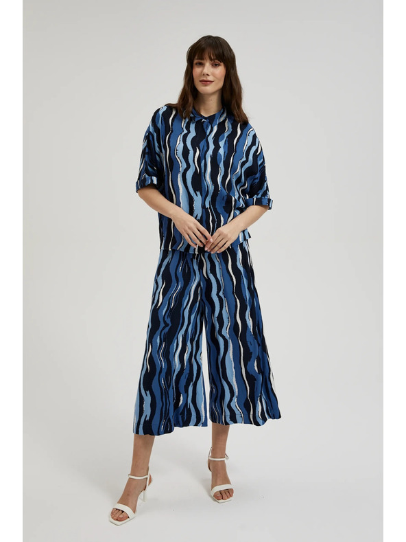 Moodo Mintás rövid ujjú ing, kék Moodo