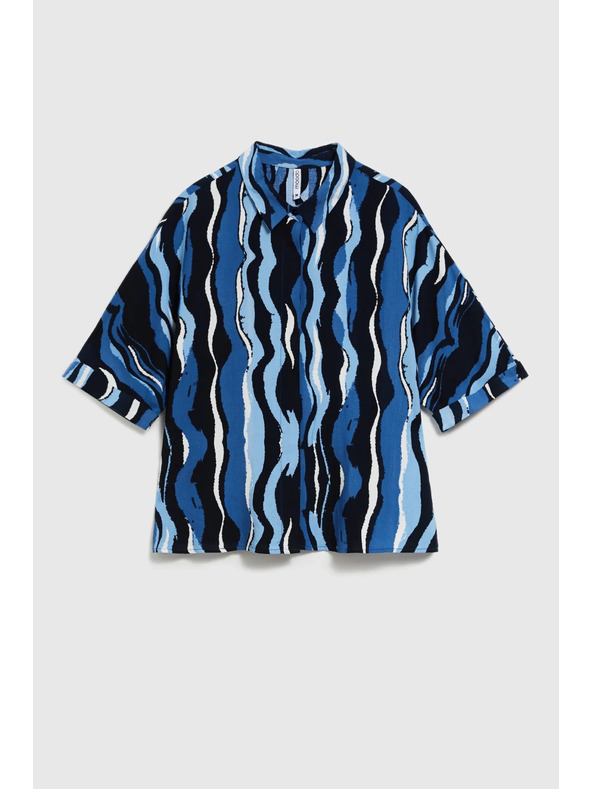 Moodo Mintás rövid ujjú ing, kék Moodo