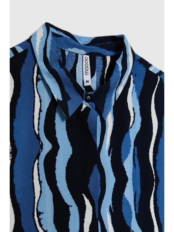 Moodo Mintás rövid ujjú ing, kék Moodo