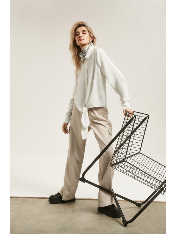 Moodo Hosszú ujjú ing megkötővel, fehér Moodo