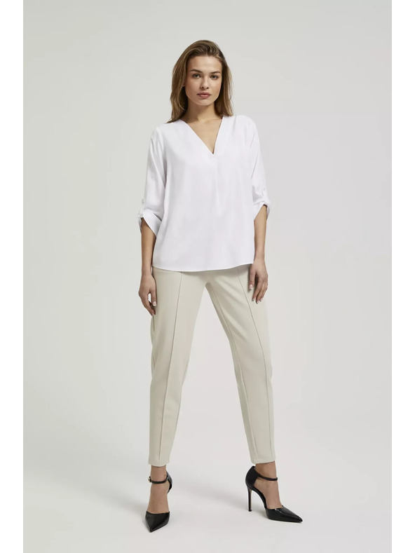 Moodo V-nyakú ing felhajtott ujjakkal, fehér Moodo