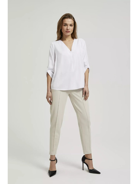 Moodo V-nyakú ing felhajtott ujjakkal, fehér Moodo