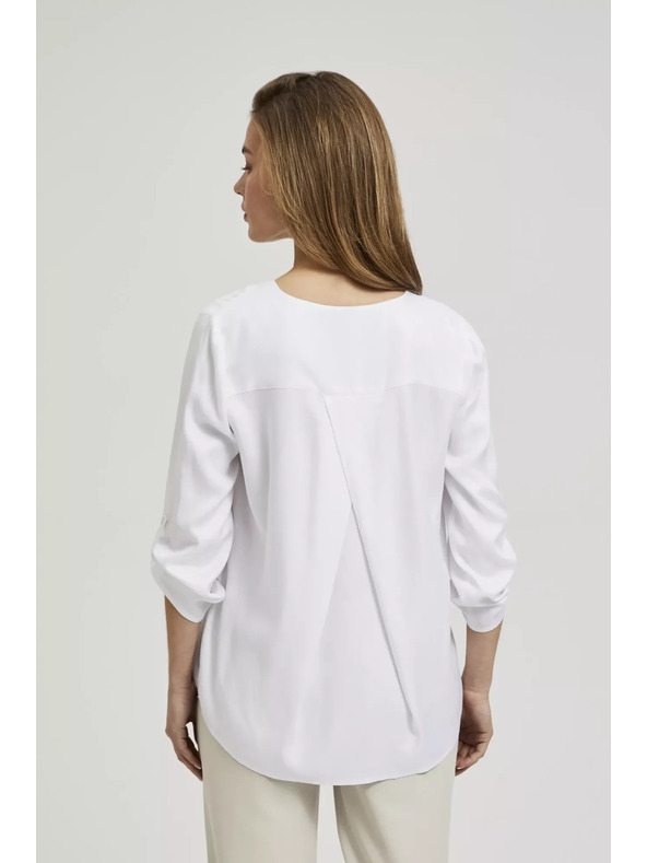 Moodo V-nyakú ing felhajtott ujjakkal, fehér Moodo