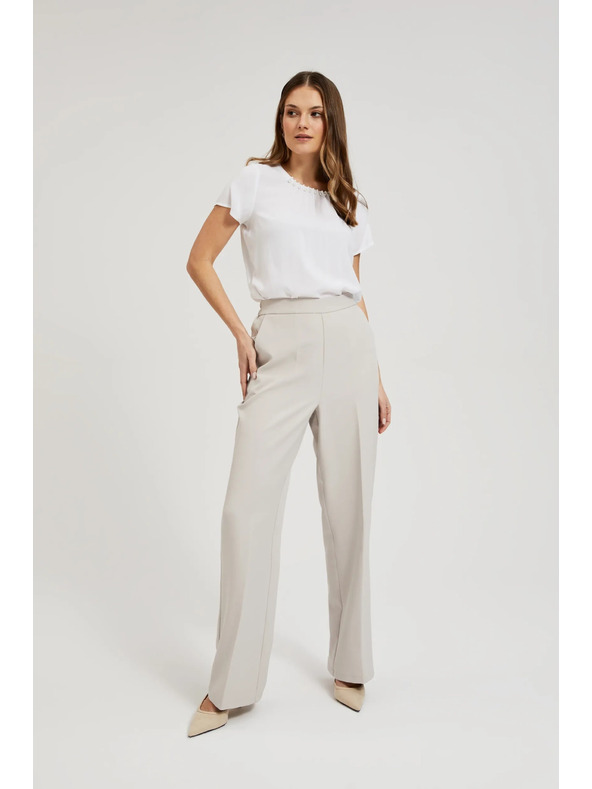 Moodo Fehér ing gyöngyökkel díszített dekoltázzsal Moodo