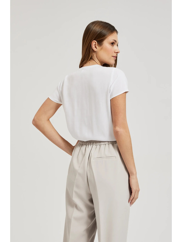 Moodo Fehér ing gyöngyökkel díszített dekoltázzsal Moodo