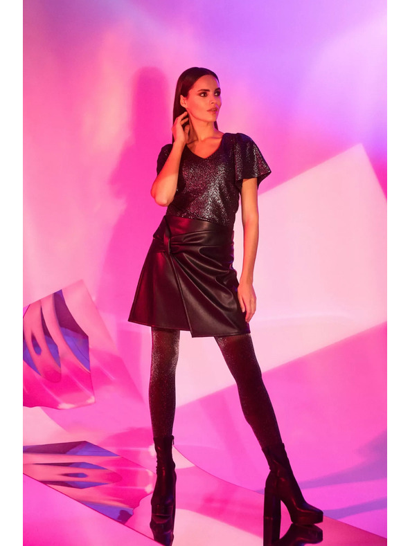 Moodo A-vonalú szoknya bőrutánzattal fekete Moodo