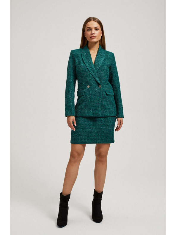 Moodo Tweed stílusú szoknya díszgombokkal smaragdzöld Moodo