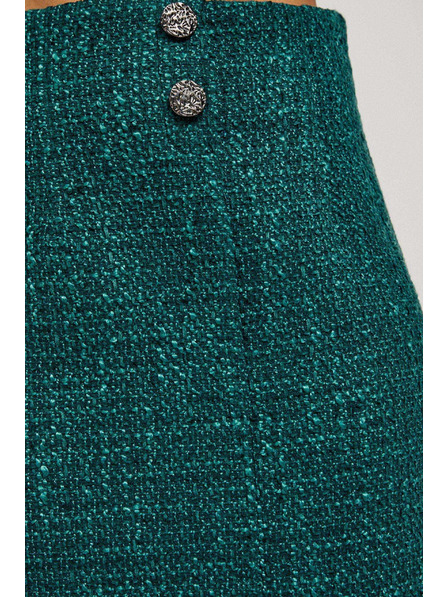 Moodo Tweed stílusú szoknya díszgombokkal smaragdzöld Moodo