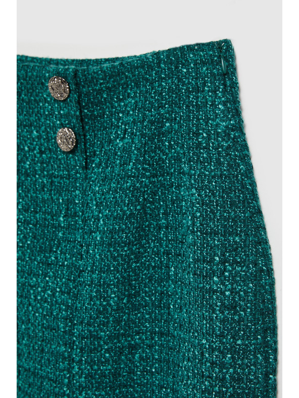 Moodo Tweed stílusú szoknya díszgombokkal smaragdzöld Moodo