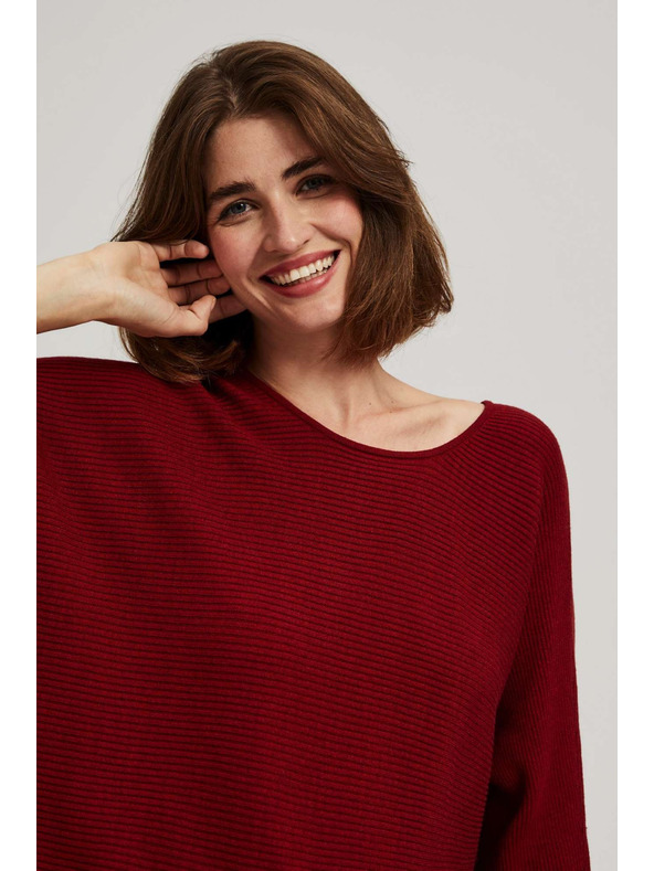 Moodo Denevér szabású pulóver bordó Moodo