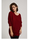 Moodo Denevér szabású pulóver bordó Moodo