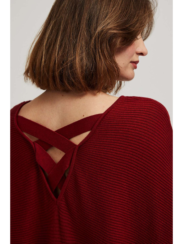 Moodo Denevér szabású pulóver bordó Moodo