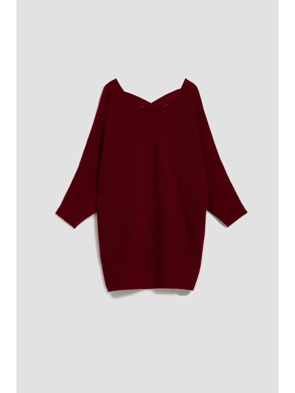 Moodo Denevér szabású pulóver bordó Moodo