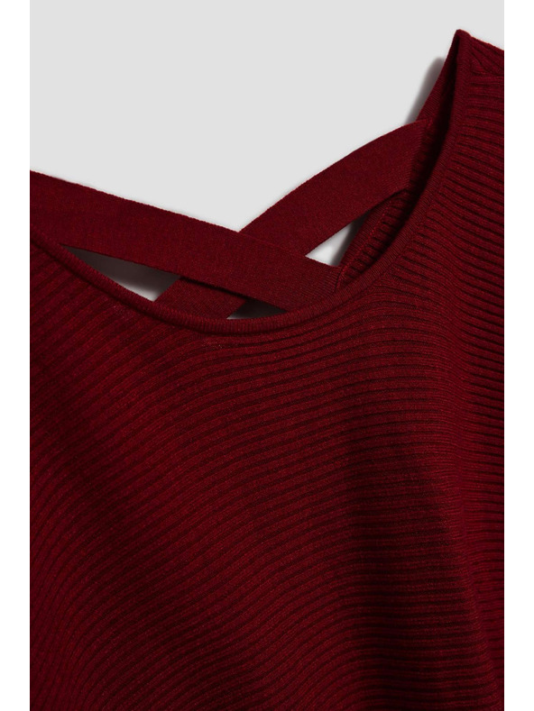 Moodo Denevér szabású pulóver bordó Moodo