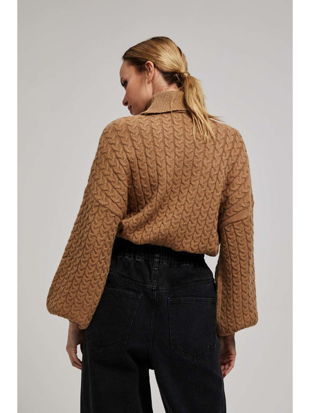 Moodo Garbó pulóver duzzadt ujjakkal sötét bézs Moodo