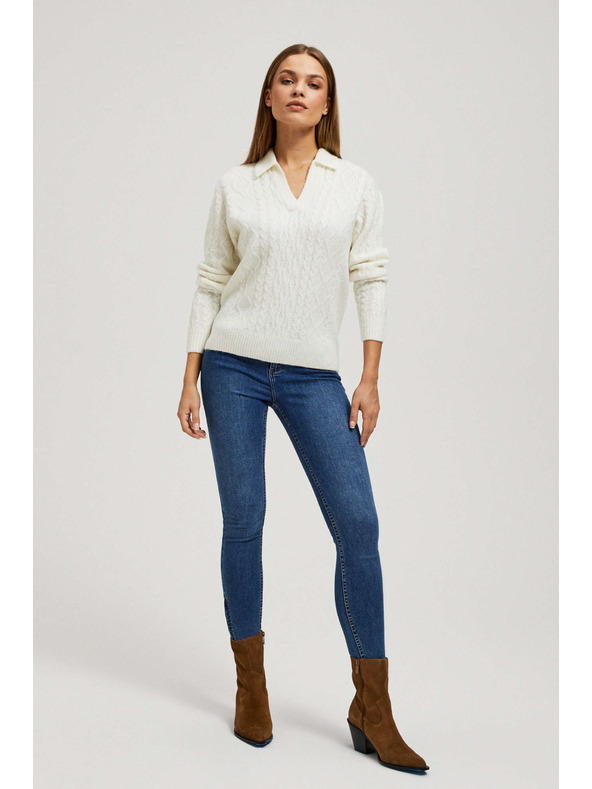 Moodo V-nyakú pulóver gallérral Moodo