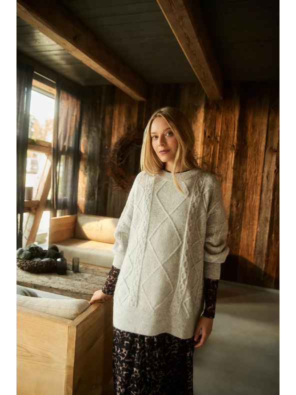 Moodo Díszített kötött pulóver világosszürke Moodo