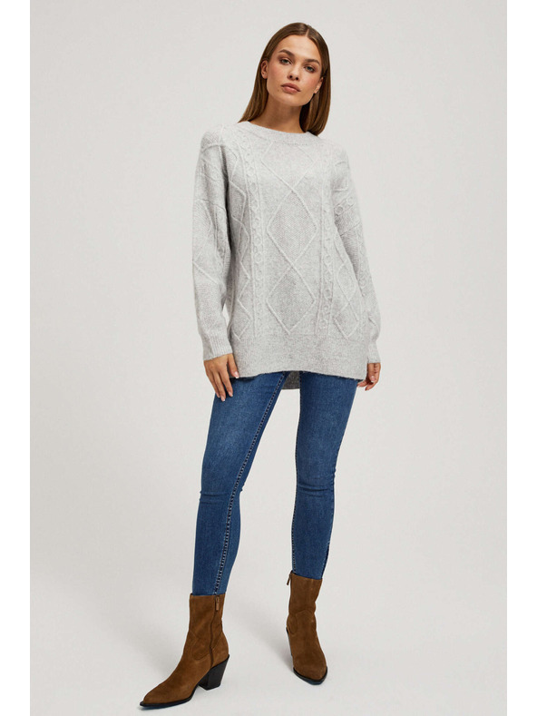 Moodo Díszített kötött pulóver világosszürke Moodo