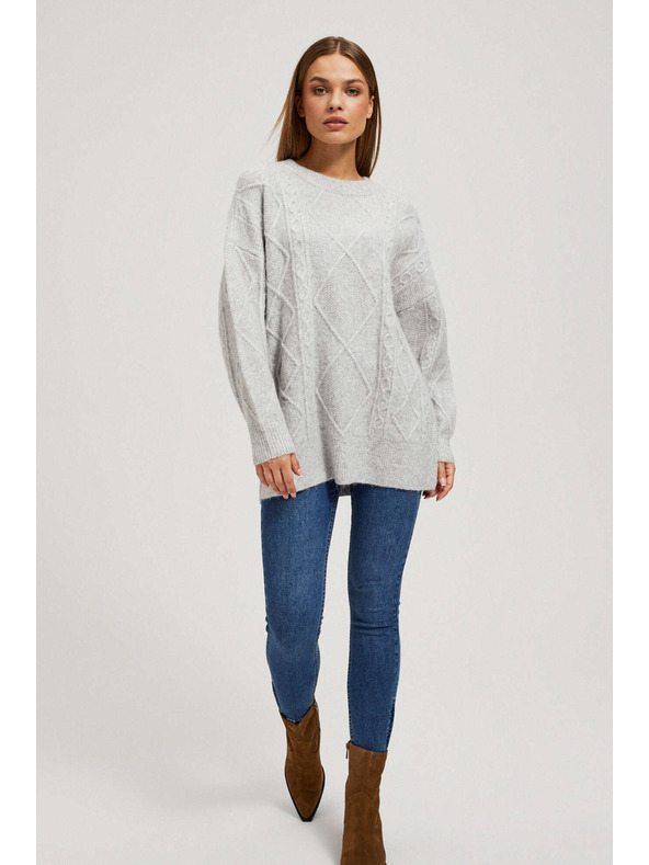 Moodo Díszített kötött pulóver világosszürke Moodo