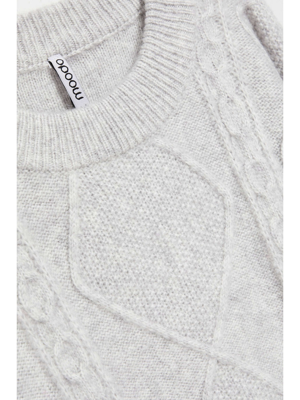 Moodo Díszített kötött pulóver világosszürke Moodo