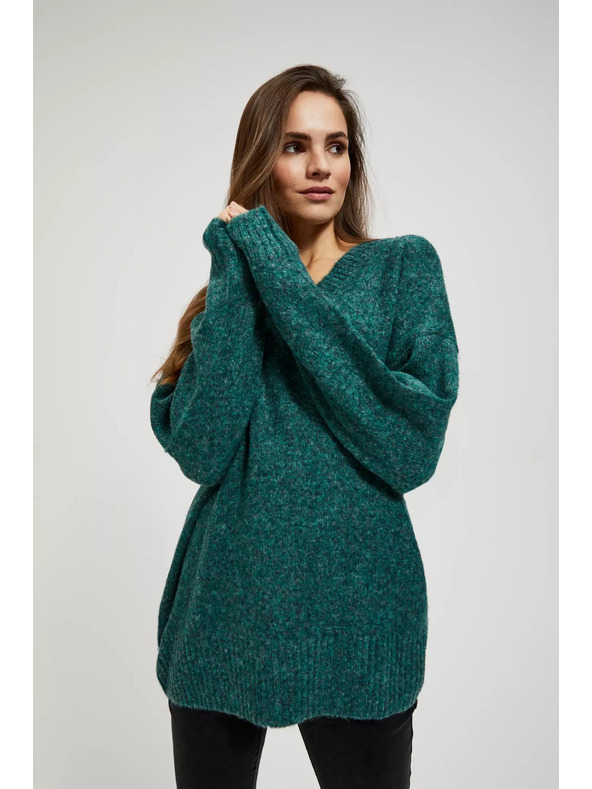 Moodo Moodo sima V-nyakú pulóver