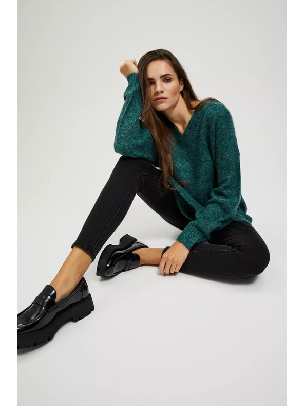 Moodo Moodo sima V-nyakú pulóver