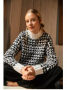 Moodo Moodo fekete-fehér nyakú pulóver