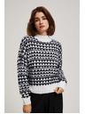 Moodo Moodo fekete-fehér nyakú pulóver