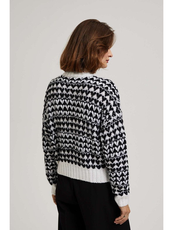 Moodo Moodo fekete-fehér nyakú pulóver