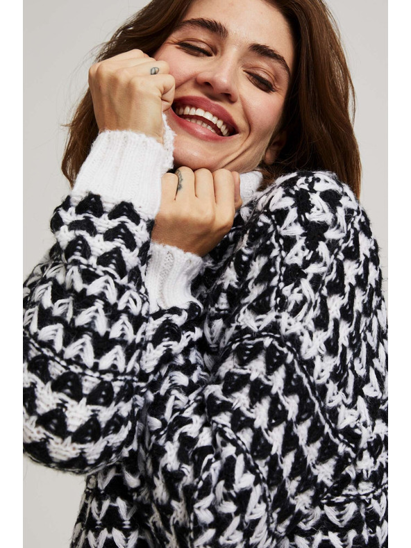Moodo Moodo fekete-fehér nyakú pulóver