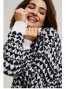 Moodo Moodo fekete-fehér nyakú pulóver
