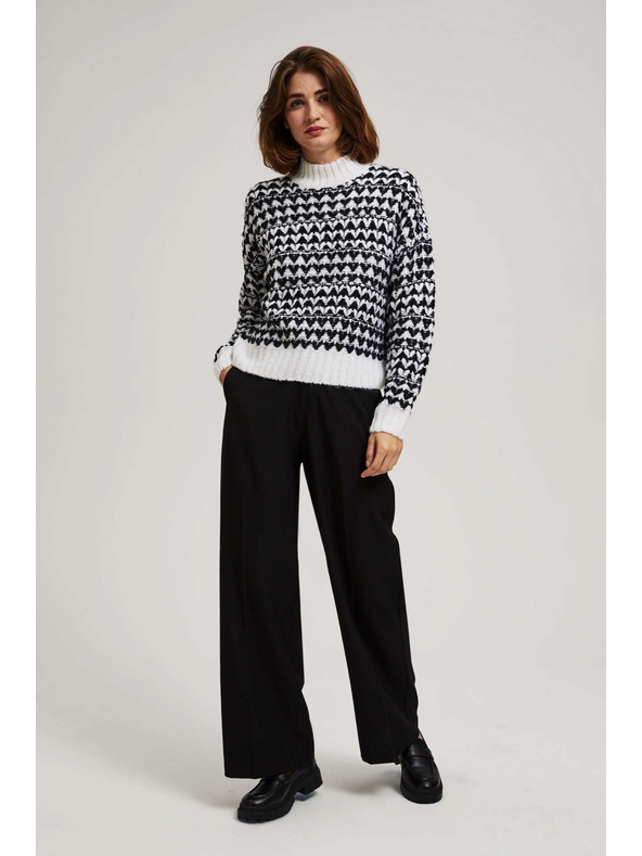 Moodo Moodo fekete-fehér nyakú pulóver