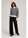 Moodo Moodo fekete-fehér nyakú pulóver