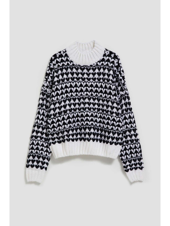 Moodo Moodo fekete-fehér nyakú pulóver
