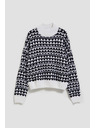 Moodo Moodo fekete-fehér nyakú pulóver
