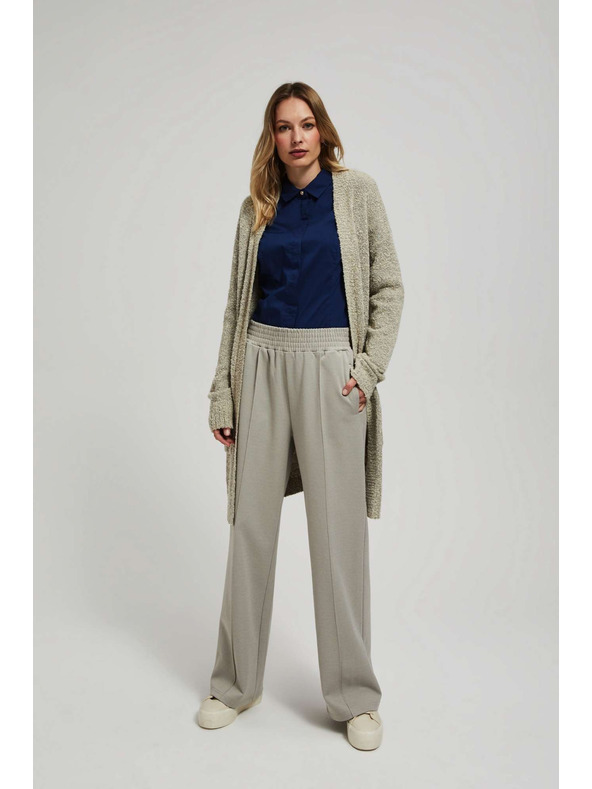 Moodo Moodo homokszínű hosszú kardigán zsebekkel