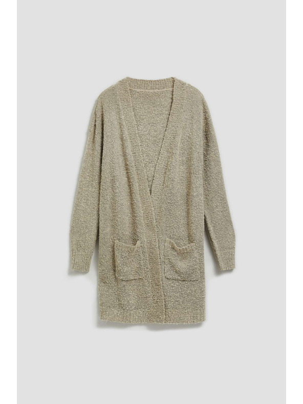 Moodo Moodo homokszínű hosszú kardigán zsebekkel