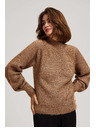 Moodo Moodo bézs fémes szállal díszített nyakú pulóver