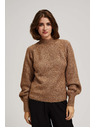 Moodo Moodo bézs fémes szállal díszített nyakú pulóver