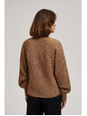 Moodo Moodo bézs fémes szállal díszített nyakú pulóver