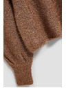 Moodo Moodo bézs fémes szállal díszített nyakú pulóver