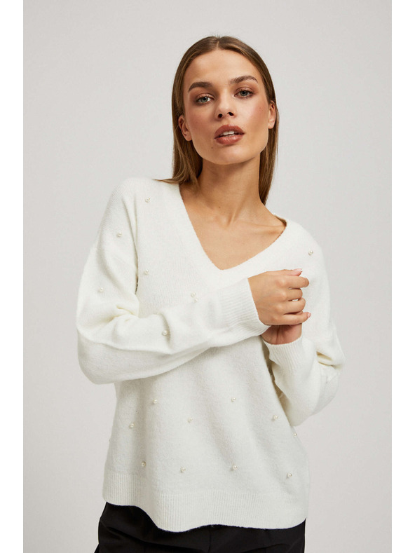 Moodo Moodo V-nyakú gyöngyös pulóver