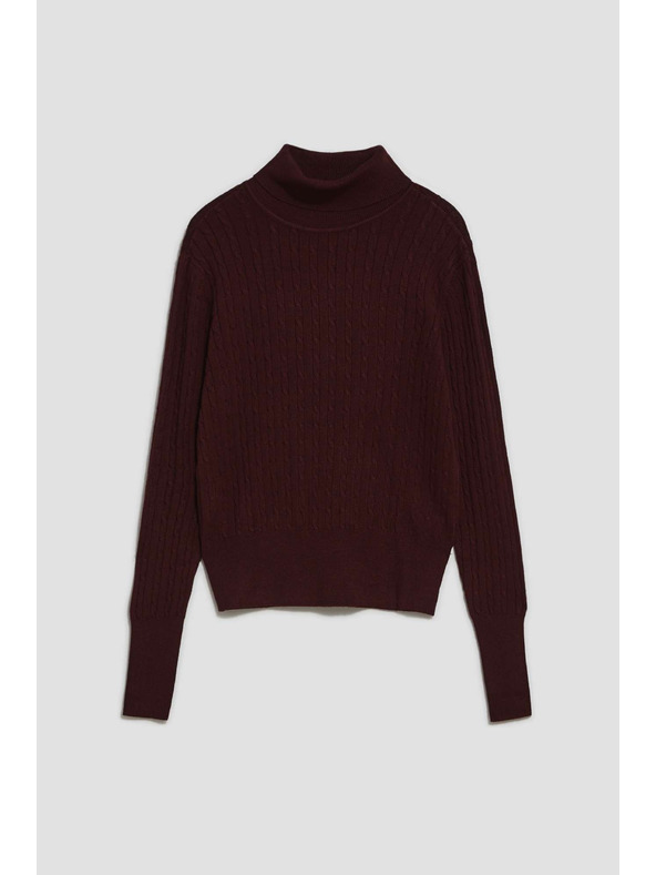 Moodo Moodo gesztenyebarna vékony nyakú pulóver