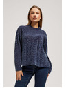 Moodo Moodo sötétkék díszkötéses pulóver