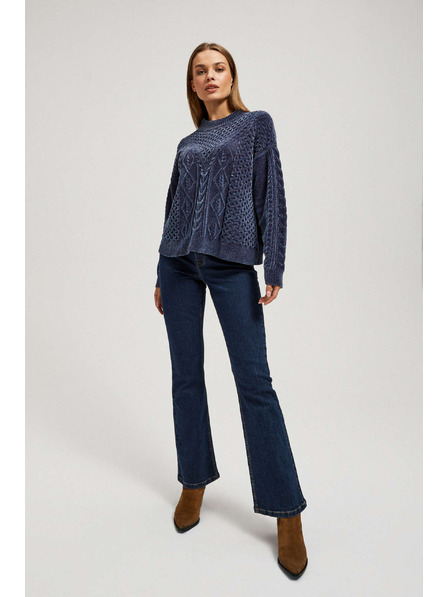 Moodo Moodo sötétkék díszkötéses pulóver