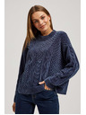 Moodo Moodo sötétkék díszkötéses pulóver
