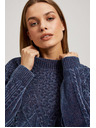 Moodo Moodo sötétkék díszkötéses pulóver