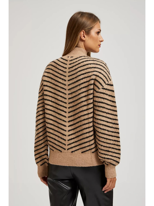 Moodo Moodo bézs-fekete csíkos pulóver