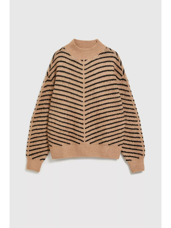 Moodo Moodo bézs-fekete csíkos pulóver