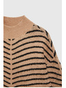 Moodo Moodo bézs-fekete csíkos pulóver